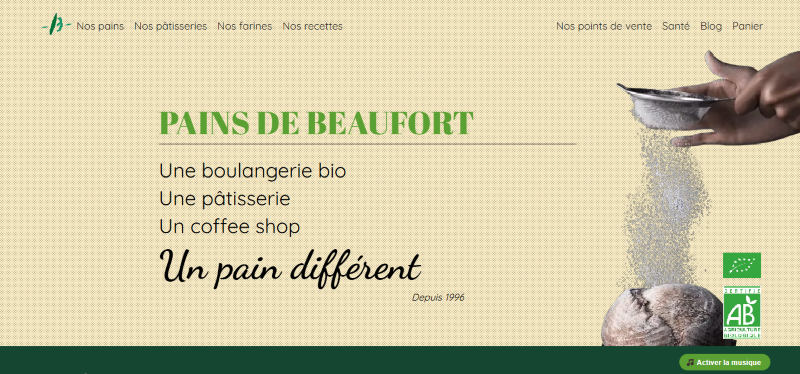 Image d'un site web de boulangerie bio