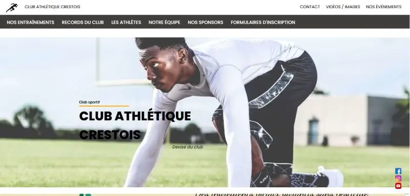 Image d'un site web d'un club sportif