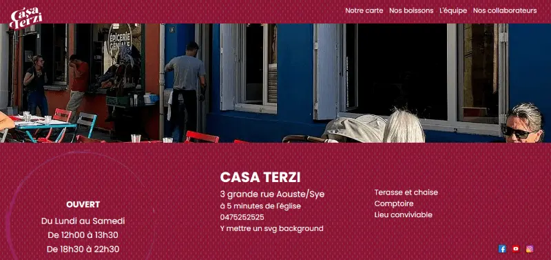 Image d'un site web d'une pizzéria