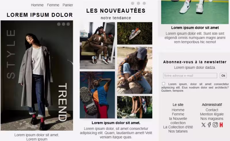 Image d'un site web de chaussure