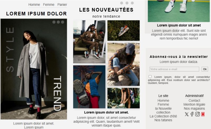 Image d'un site web de chaussure