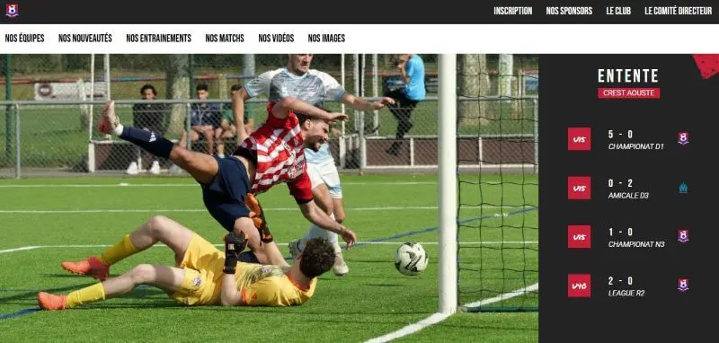 Image d'un site web d'un site de foot