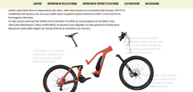 Image d'un site web d'un réparation de vélo