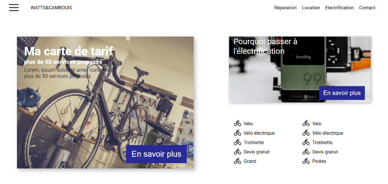 Image d'un site web de vélo